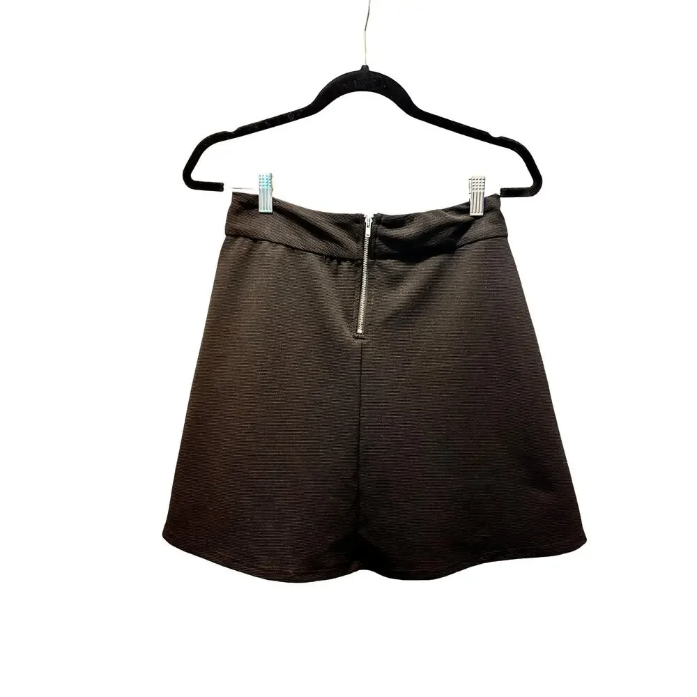 The Limited Black Pleated Fit Flare Skirt Womens Size 4 Back Zip Stretch